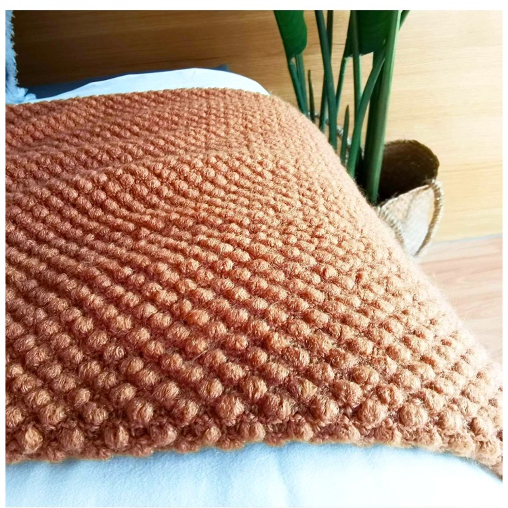 Rustic Orange Warm Cozy Knit Chic Tassel Living Room/Bed Blanket/Shawl/Cover - Picture 4 of 16